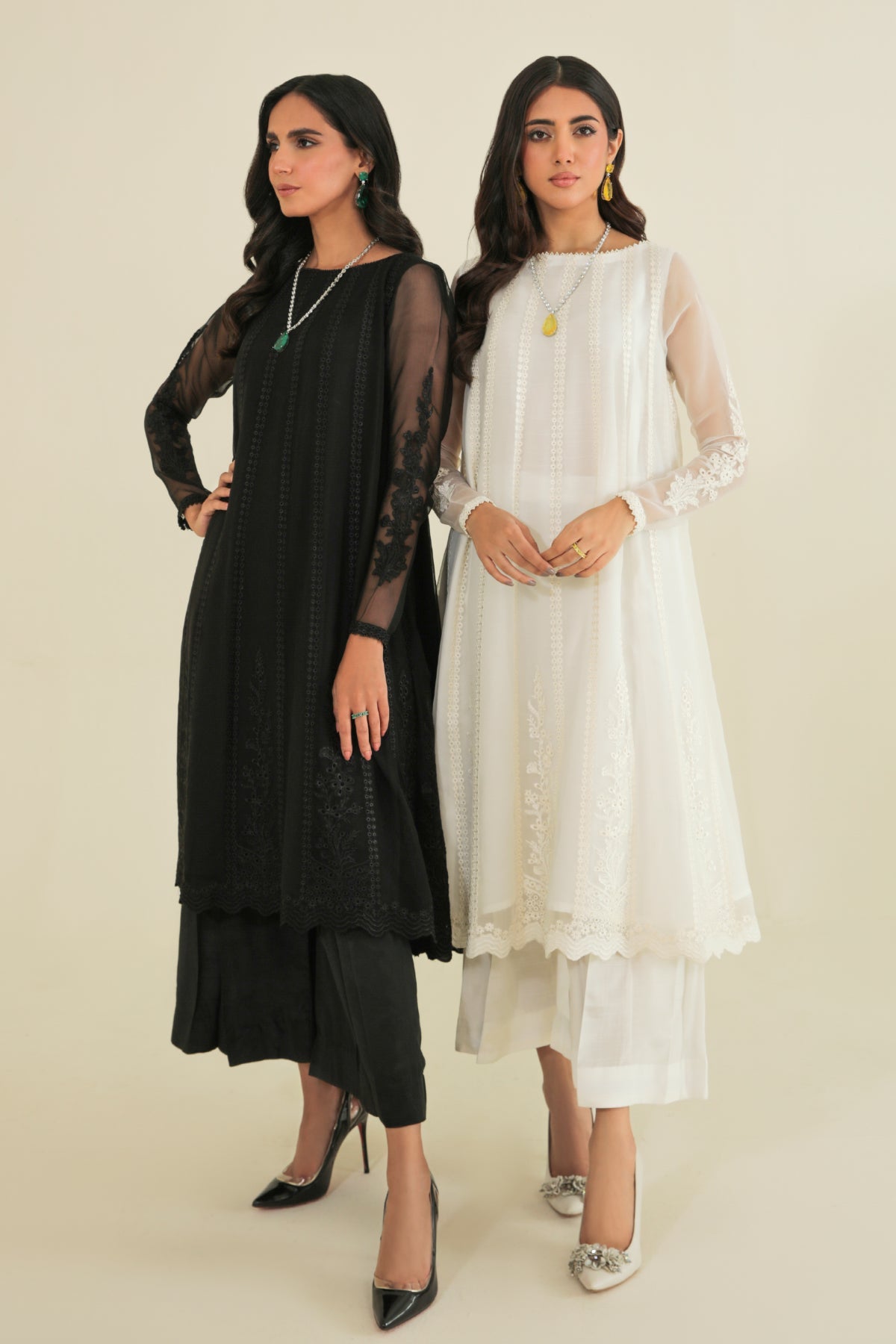 EMBROIDERED CHIFFON FROCK PR-697