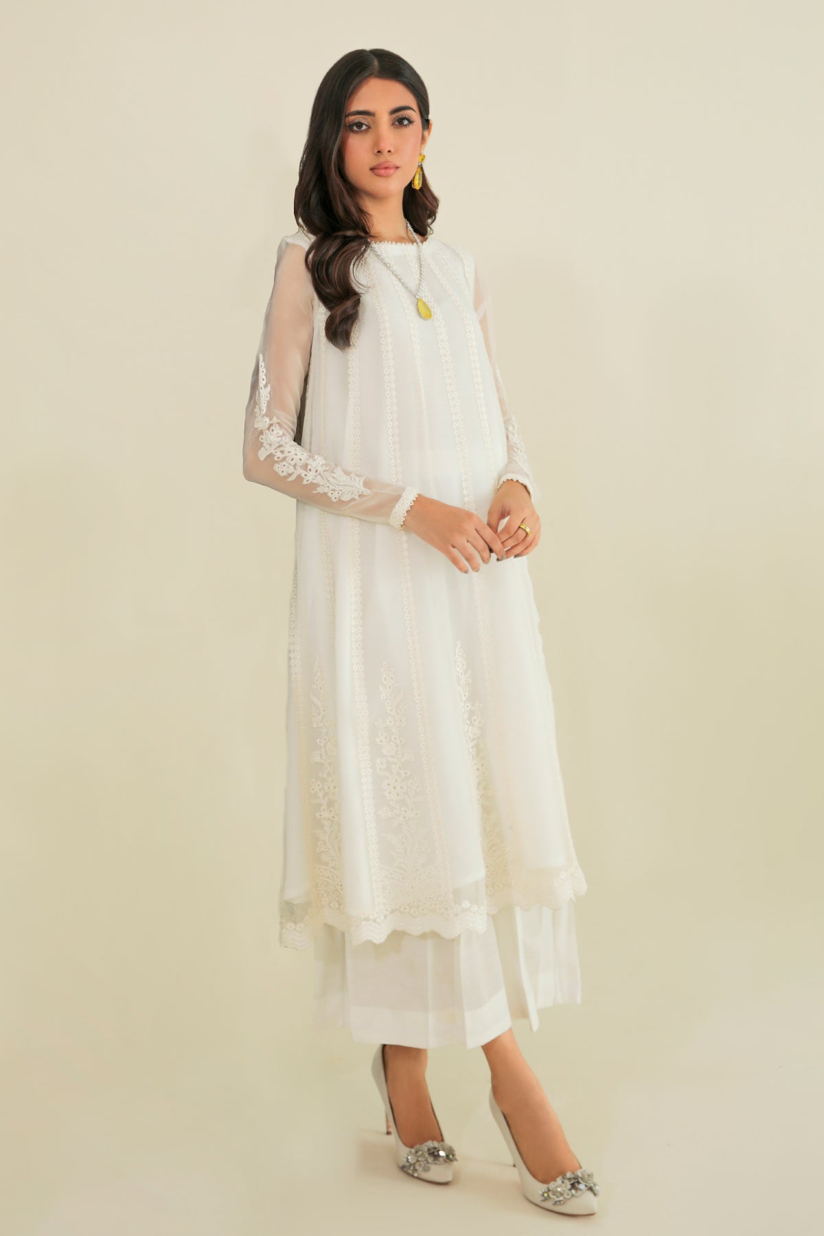 EMBROIDERED CHIFFON FROCK PR-697