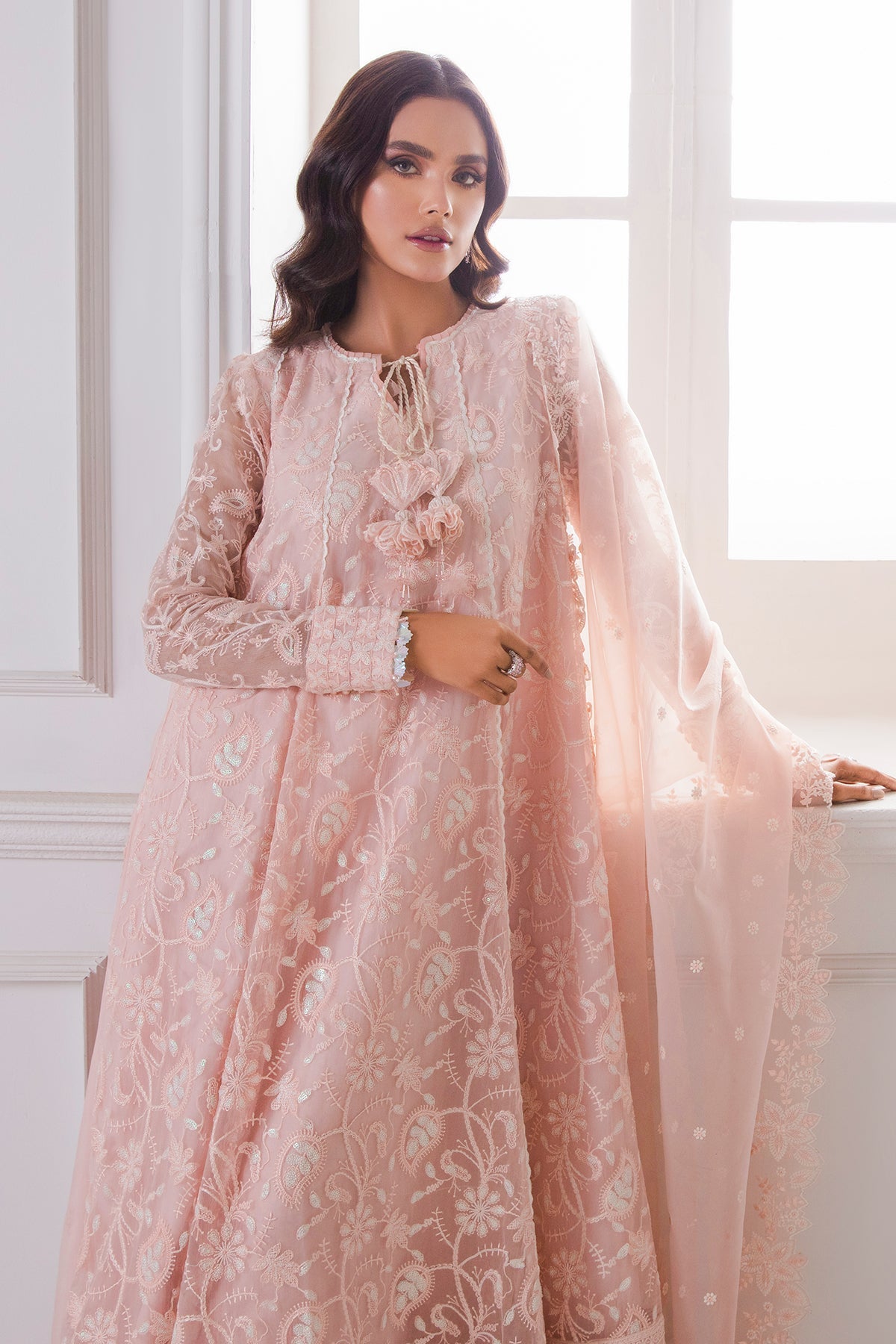 EMBROIDERED CHIFFON FROCK PR-745