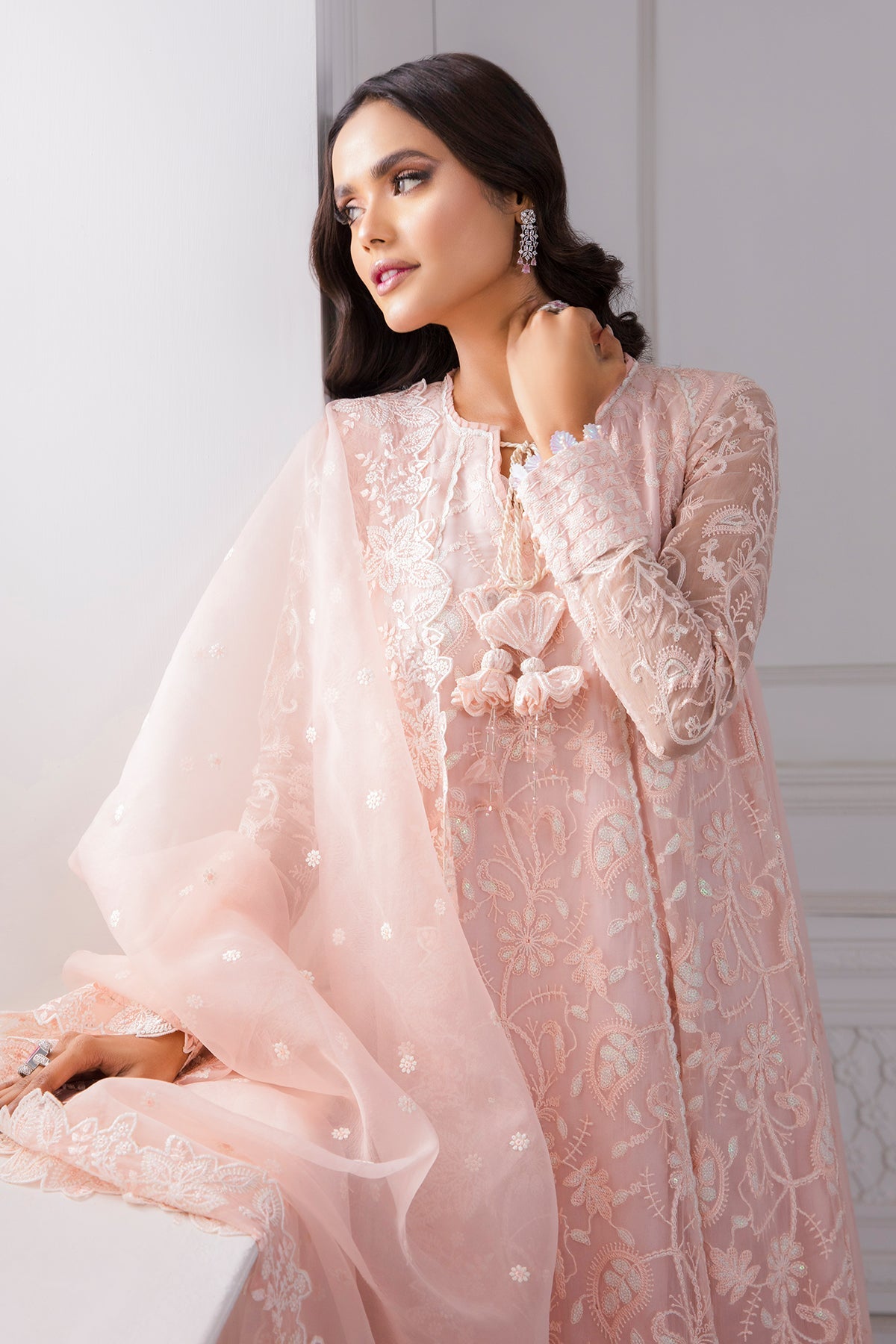 EMBROIDERED CHIFFON FROCK PR-745