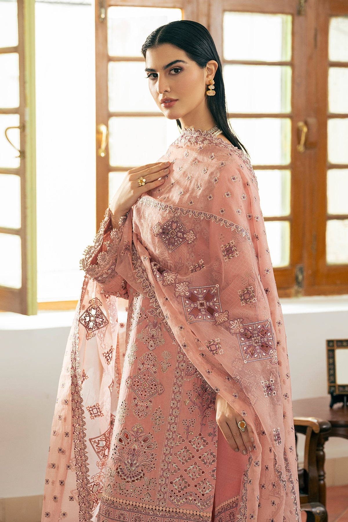 EMBROIDERED SELF JACQUARD LAWN  SL11-D08