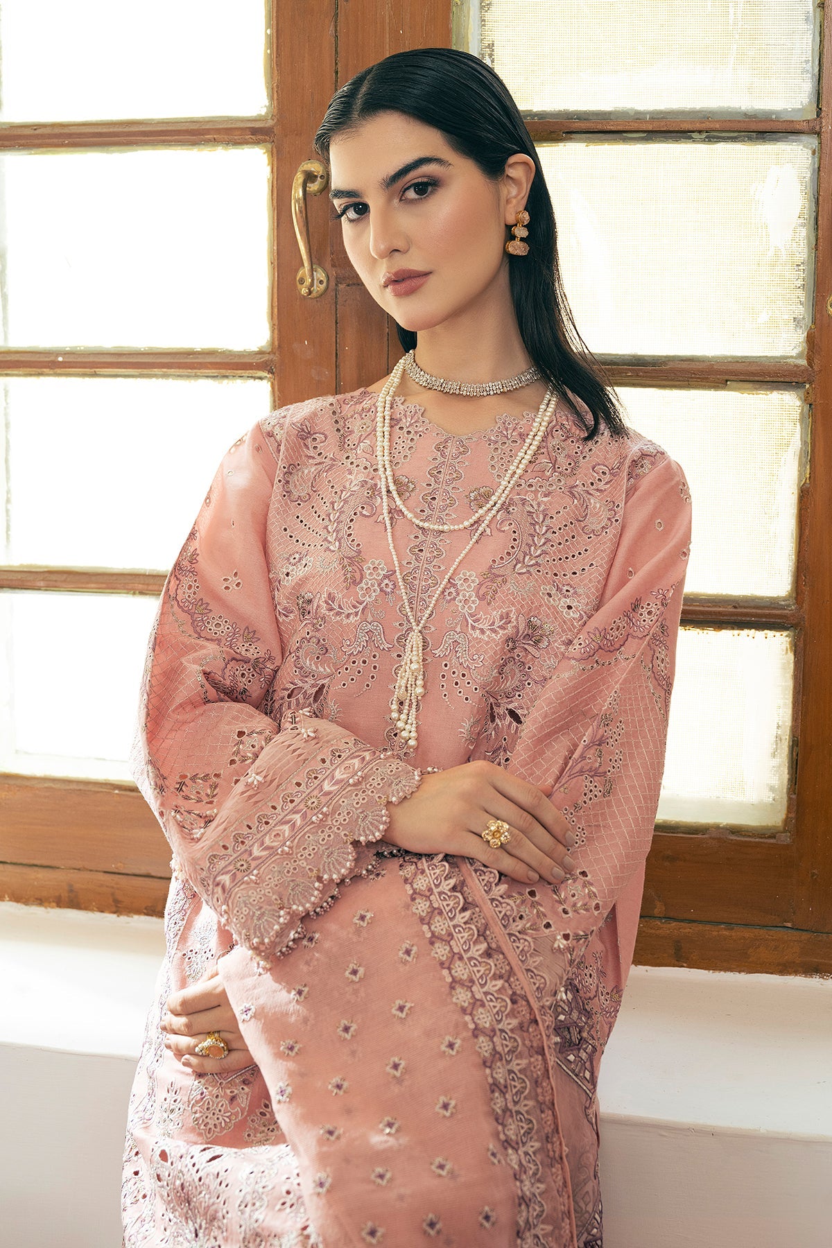 EMBROIDERED SELF JACQUARD LAWN  SL11-D08